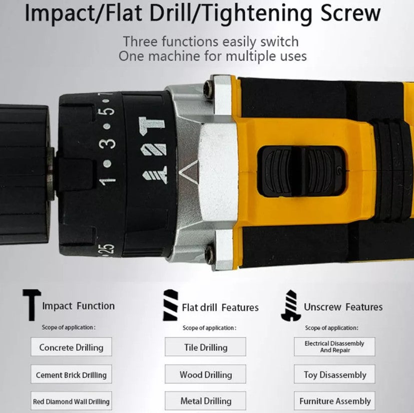 MaxDrill Pro Dual Force - TALADRO INALAMBRICO 2 BATERIAS 98V