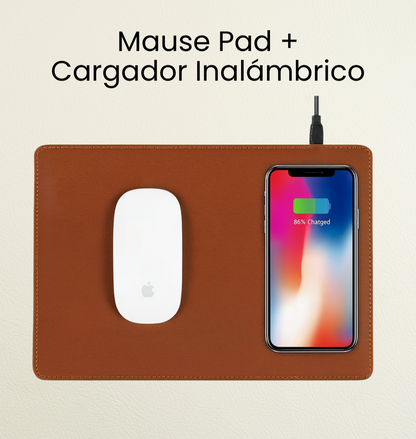Mouse Pad de cuero con cargador inalámbrico
