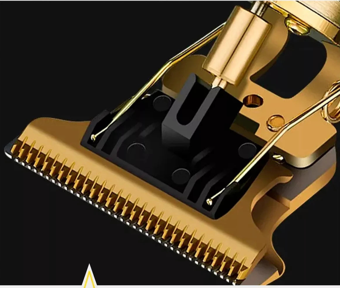 Máquina de Afeitar Profesional USB Recargable Dorada – ¡Estilo, Potencia y Eficacia en Cada Pasada! ⚡
