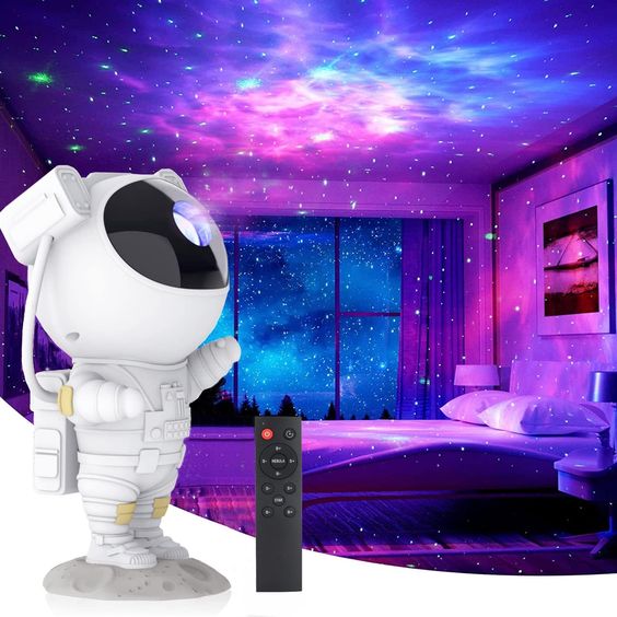 Proyector Astronauta: Luz y Nebulosa en 7 Colores"